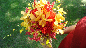 Red And Yellow Bridal Bouquet
