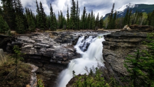 Athabasca Falls At Dusk Photos