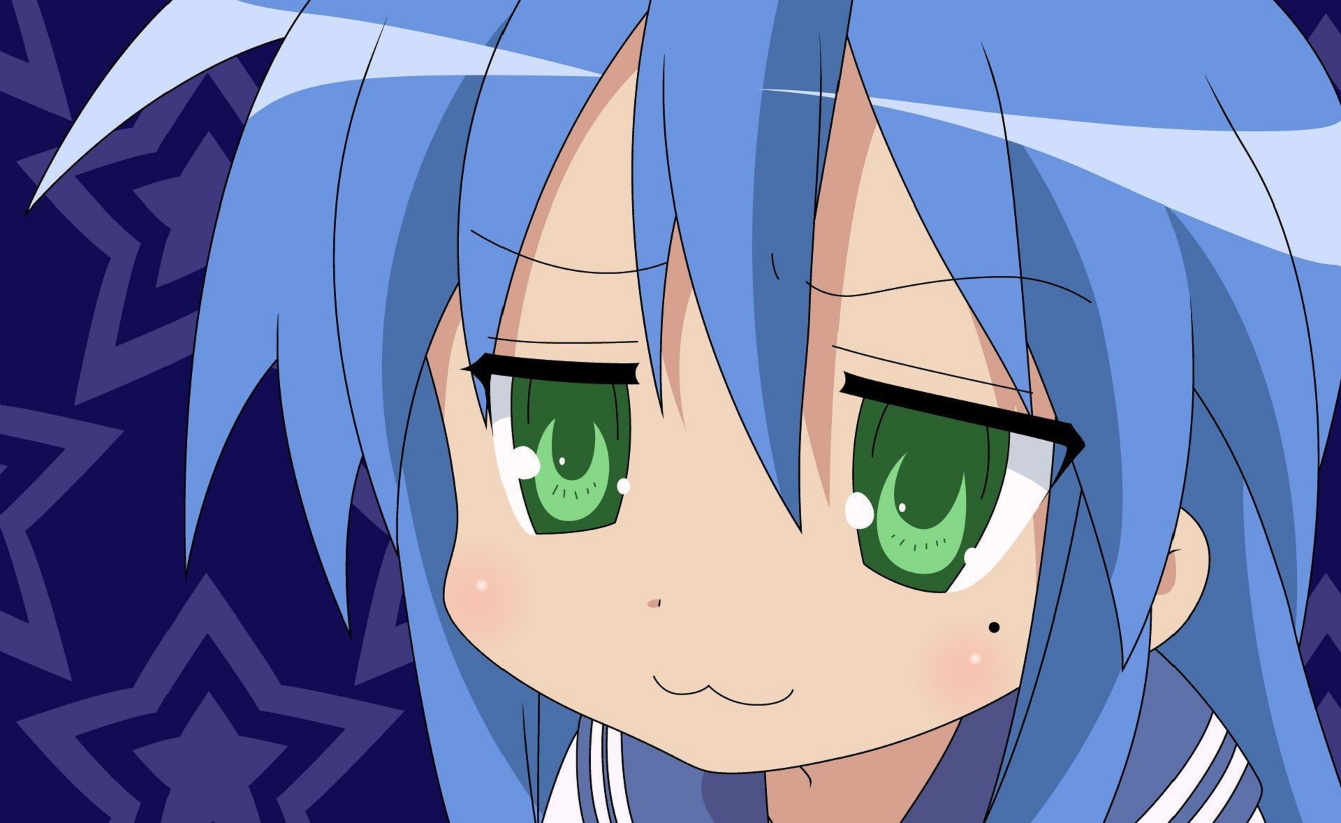 Blue-haired anime girl with green eyes - wide 3